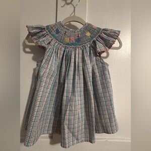 Be Mine Pastel Plaid Smocked Dress